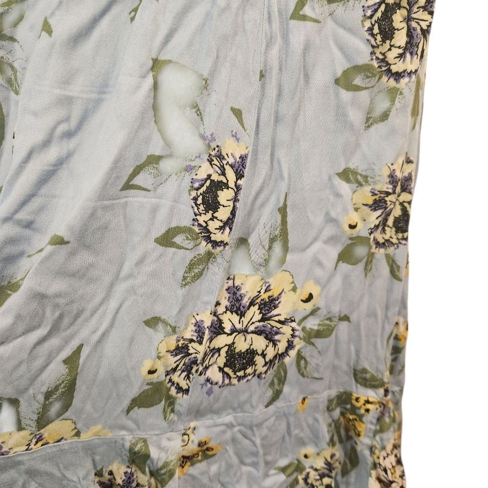 Free People Happy Heart Ruched Blue Floral Dress XS Blue Yellow - Picture 4 of 8